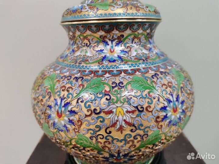 Ваза Китай 1950 перегородчатая эмаль клуазоне