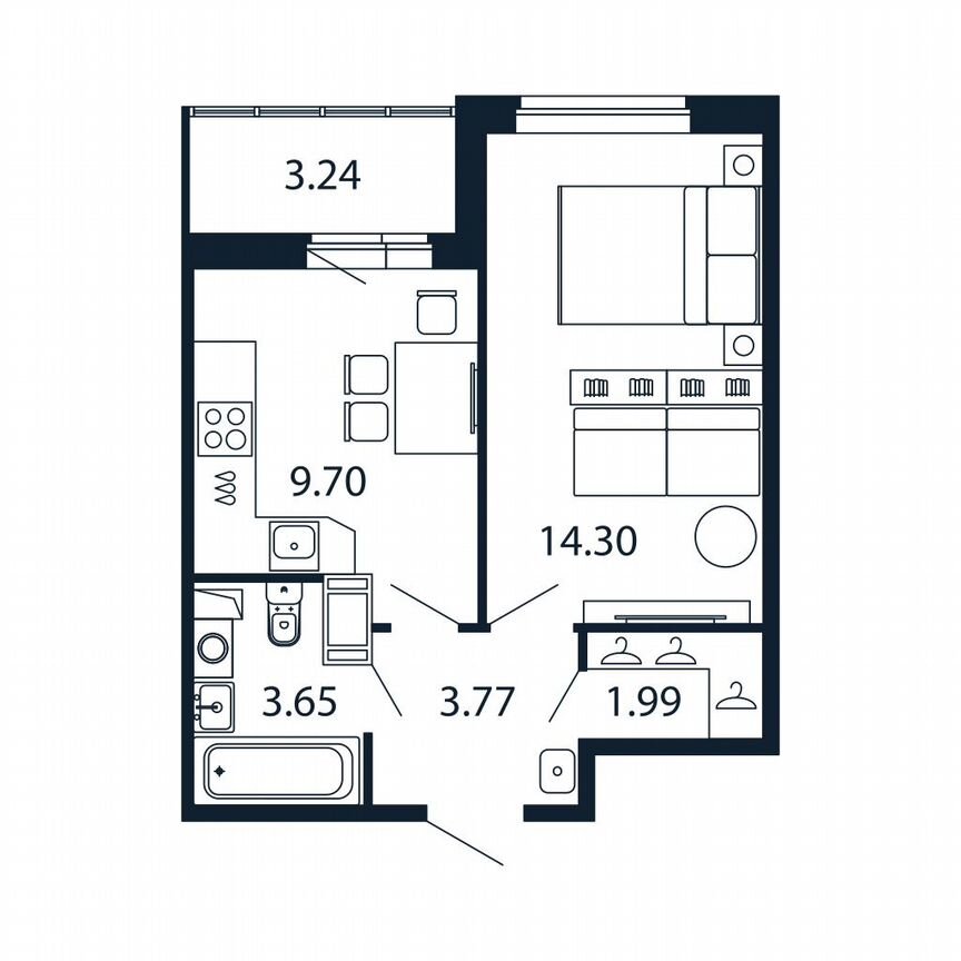 1-к. квартира, 32,4 м², 12/12 эт.