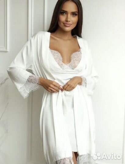 Кружевной пеньюар белый утро невесты