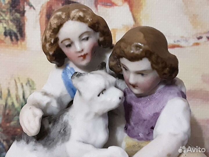 Шкатулка фарфоровая старинная, 19 век