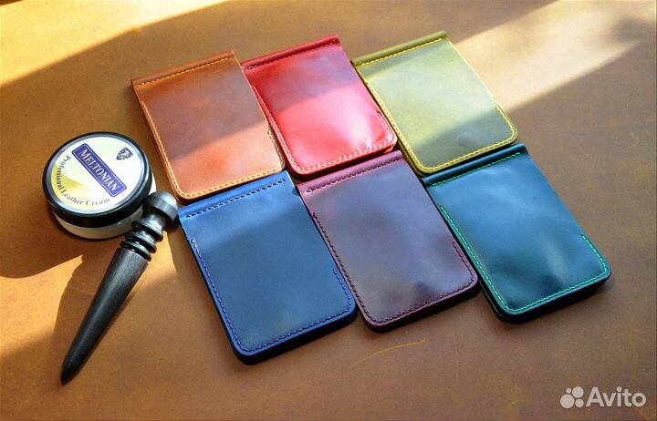 Зажим для купюр, ручной работы, натуральная кожа
