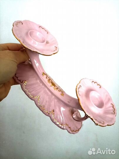 Подсвечник. Розовый фарфор