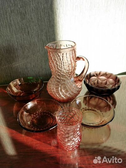 Цветное стекло посуда СССР винтаж, разные предметы