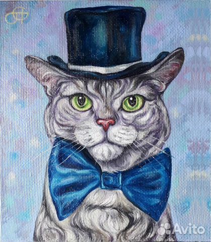 Картина с котом маслом