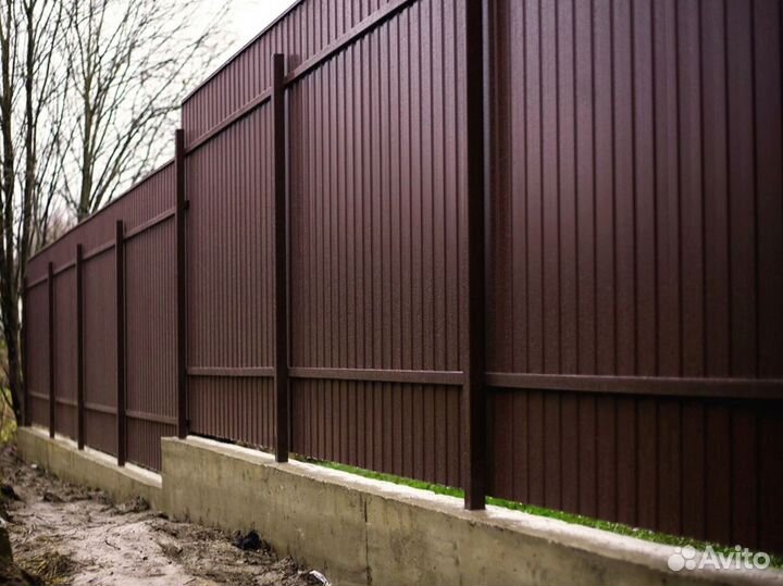 Заборы и ограждения из профнастила под заказ 3м