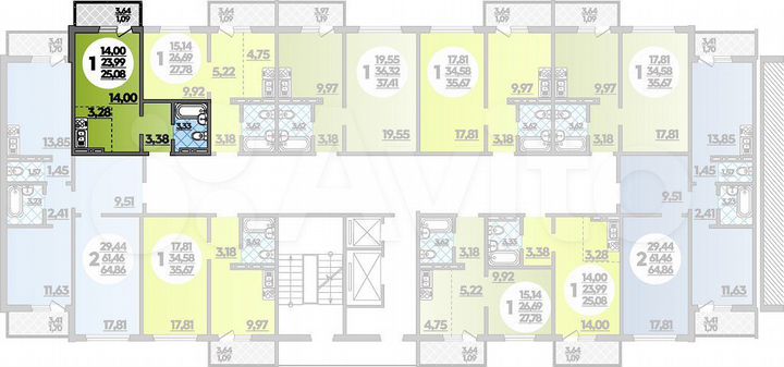 Квартира-студия, 25,1 м², 16/18 эт.