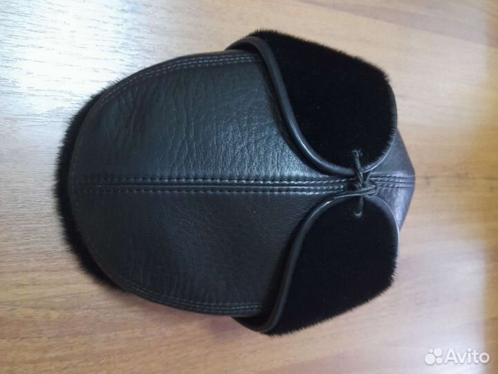 Мужская кепка натуральная кожа, натуральный мех