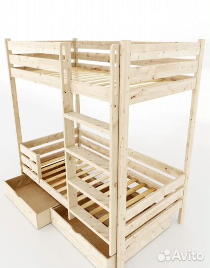 Двухъярусная кровать из массива дерева