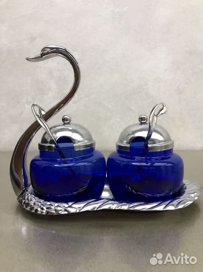 Винтажный набор кобальтовое стекло