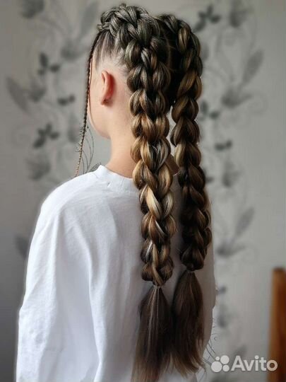 Косы с канекалоном, хвост на резинке, косы быстро