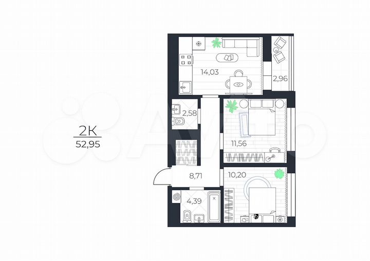 3-к. квартира, 53 м², 8/10 эт.