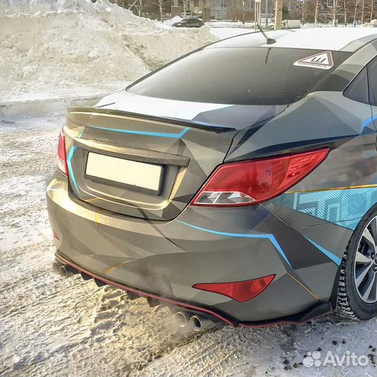 Юбка заднего бампера для Hyundai Solaris 2010-2016