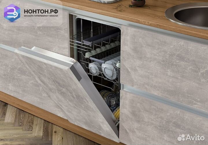 Кухня Карина №2 белый глянцевый / бетон светлый