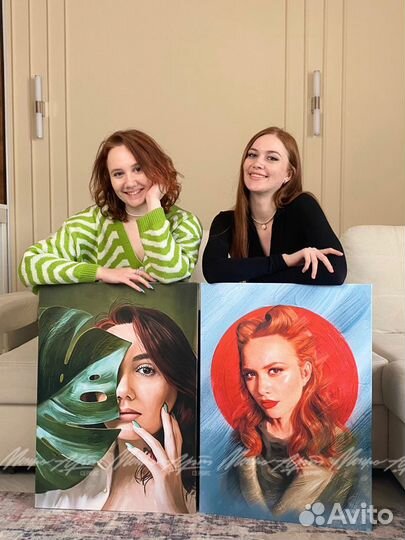 Портрет по фото на холсте подарок на новый год