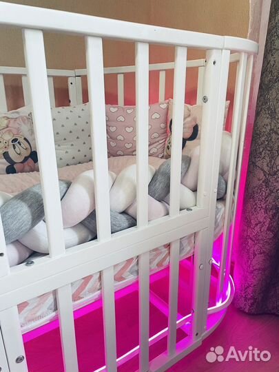 Детская кроватка с маятником 7в1