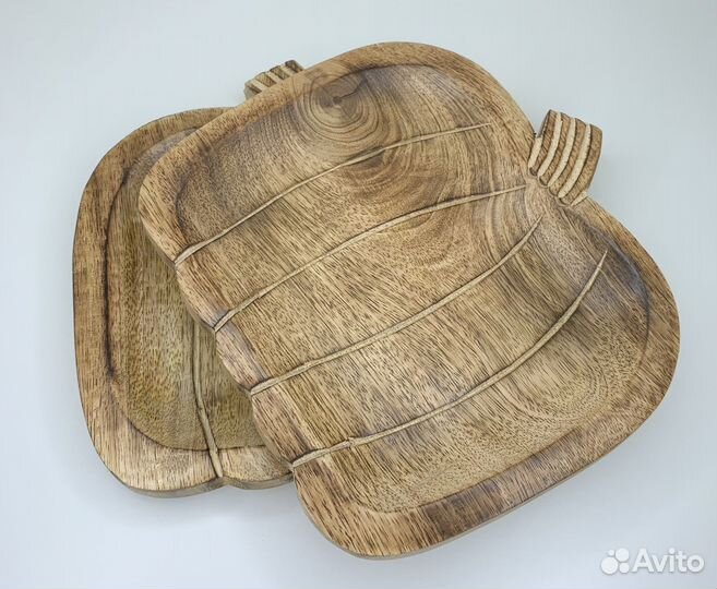 Тарелка тыква из дерева манго в стиле hm home zara