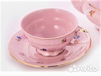 Набор чайных пар Розовый фарфор. Леандер