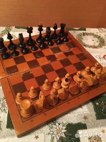 Деревянные шахматы СССР с доской москва