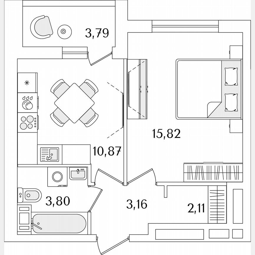 1-к. квартира, 37,7 м², 11/17 эт.