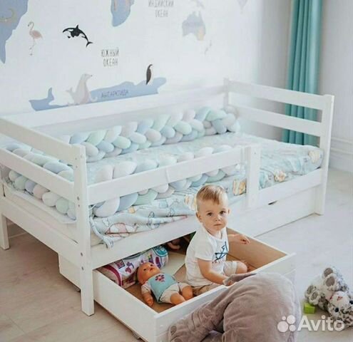 Детская кровать новая с матрасом береза