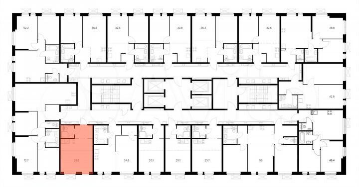 Квартира-студия, 25,6 м², 25/33 эт.
