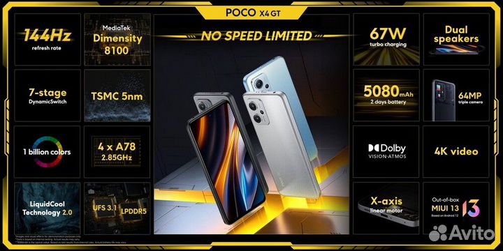 Xiaomi Poco X4 GT, 8/128 ГБ