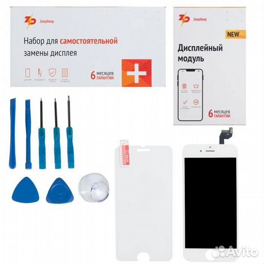 Дисплей для iPhone 6S в наборе ZeepDeep: экран бел