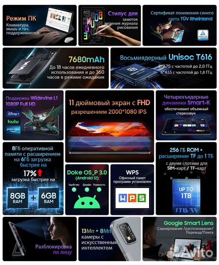 Планшет blackview Tab 16 LTE 8+256. Новый