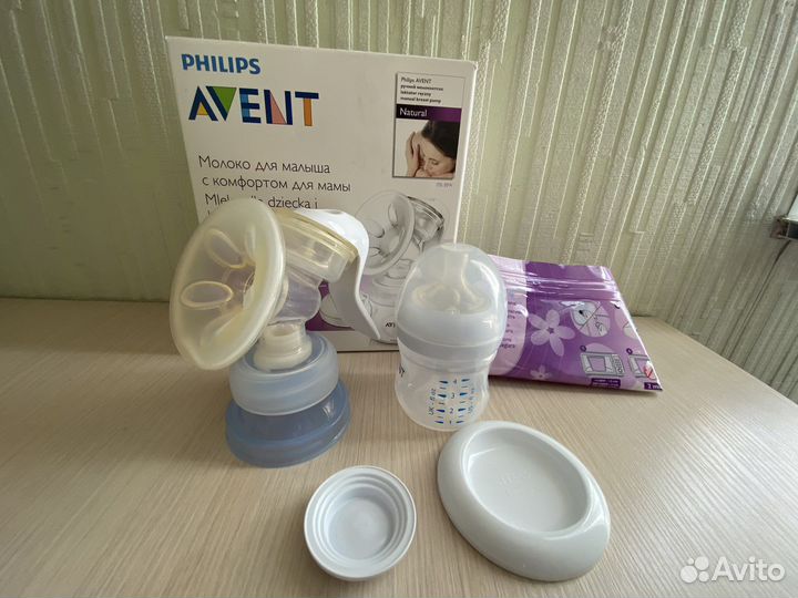 Молокоотсос ручной Avent (авент) плюс пакеты