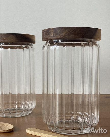 Банка для сыпучих, для хранения, плотное стекло