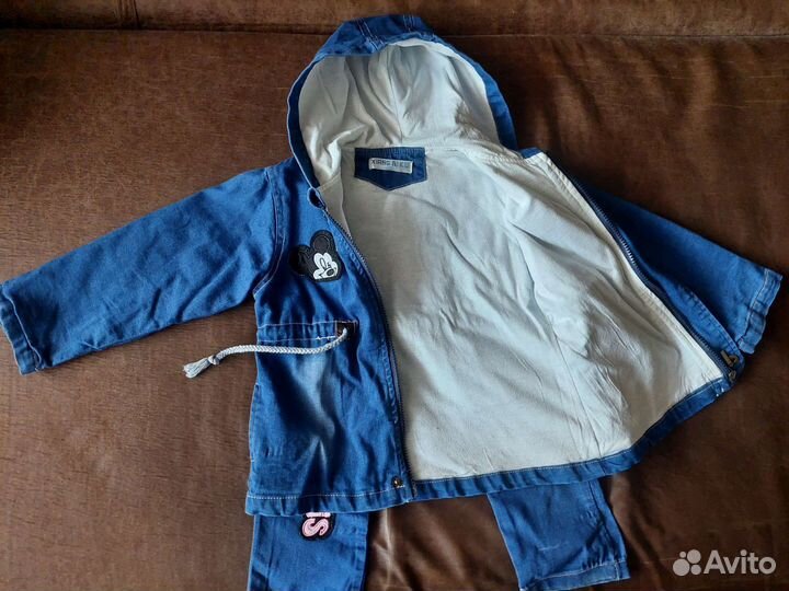 Джинсовый костюм,110р. мики маус