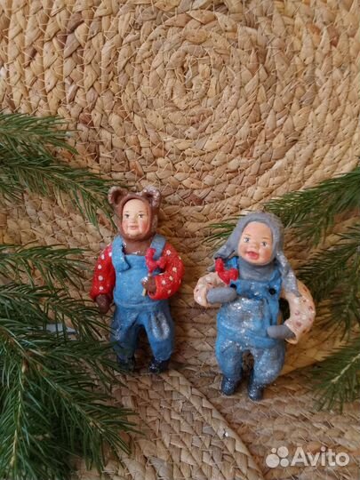 Ватная ёлочная игрушка ручной работы