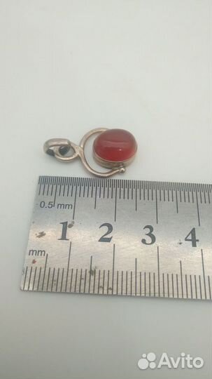 Подвес вставка сердолик серебро 925 проба, сере