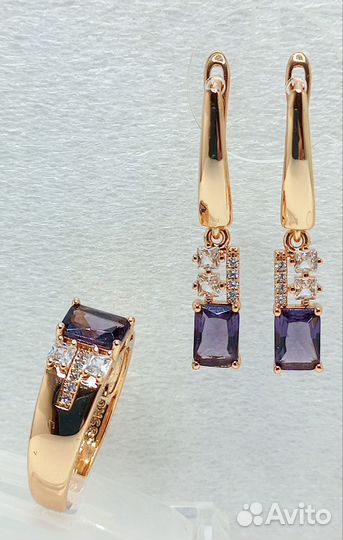 Комплект с аметистом, позолота