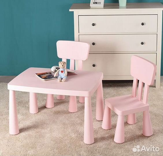 Розовый новый стол стул для ребенка
