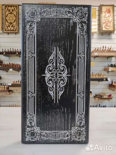 Нарды черные из массива ясеня