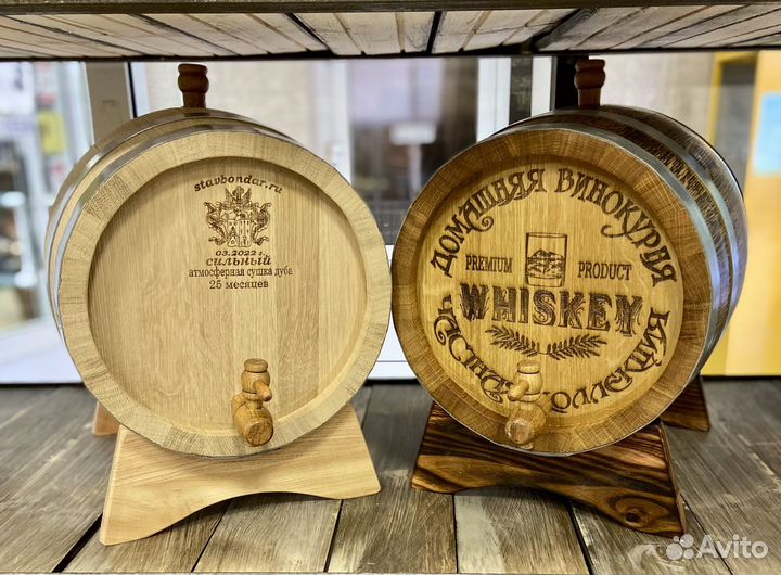 Бочка дубовая 15 литров сильный обжиг