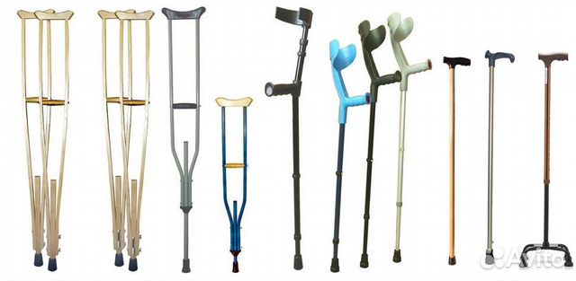 Костыли подмышечные, подлокотные, трости, ходунки