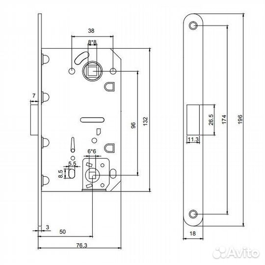 Защелка врезная Code Deco 5300-MC-WC-NIS, мат. ник