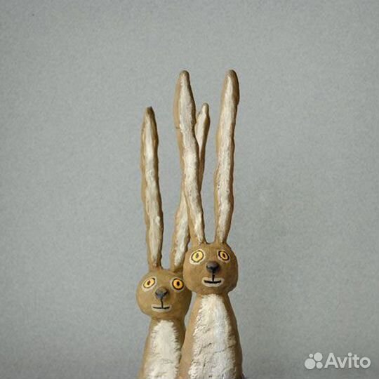 Зайчики в технике папье-маше