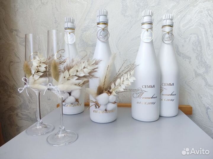 Оформление свадебных бутылок