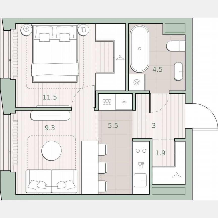 1-к. квартира, 35,7 м², 23/27 эт.