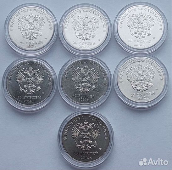 Набор все 7 монет Сочи в капсулах