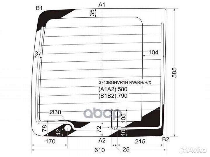 Стекло заднее (Цвет зеленый/ Обогрев) Ford Tourneo