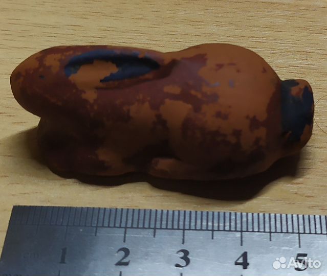 Редкая игрушка свистулька. Заяц глиняная старинная