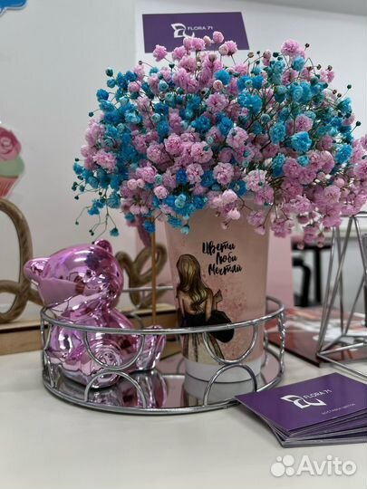 Радужная гипсофила в стаканчике