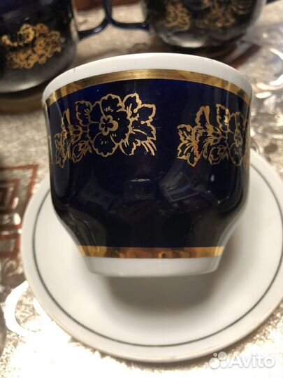 Чайный сервиз СССР синий 12персон