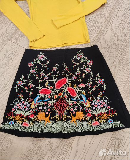 Юбка Zara кофта в рубчик