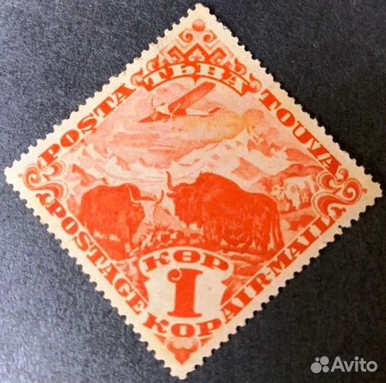 Марка СССР. Тува, Самолет над Сарлыками. 1934 г