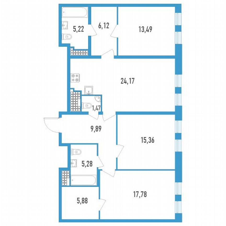 3-к. квартира, 105 м², 18/23 эт.
